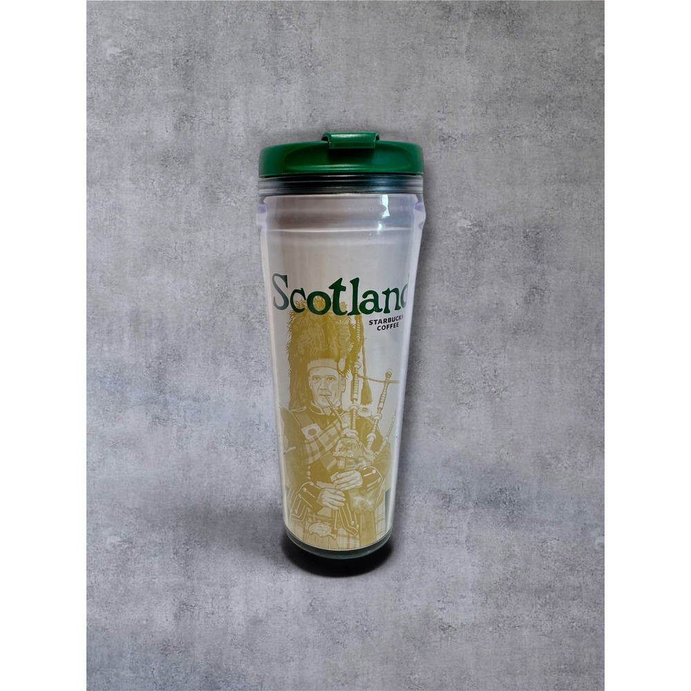 Starbucks Tumbler Scotland 2009 Global Icon Series 12oz Green Bagpiper EUC